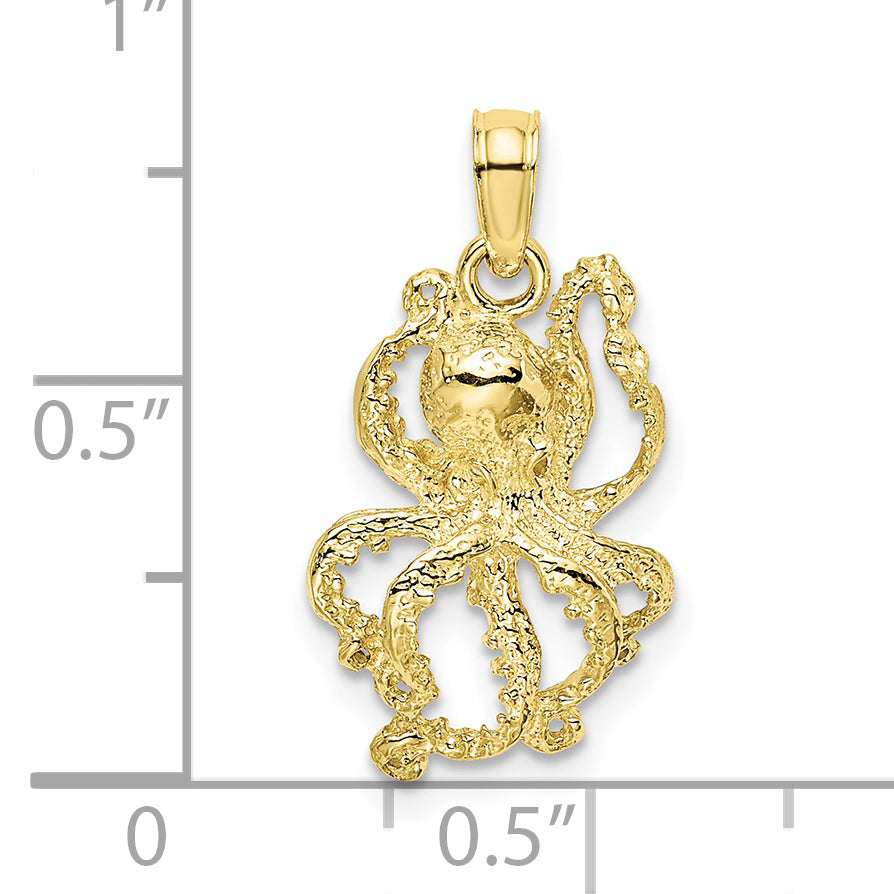 10K 2-D Textured Octopus Charm