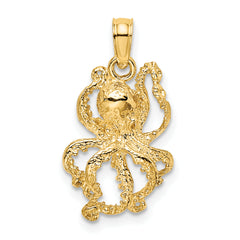 10K 2-D Textured Octopus Charm