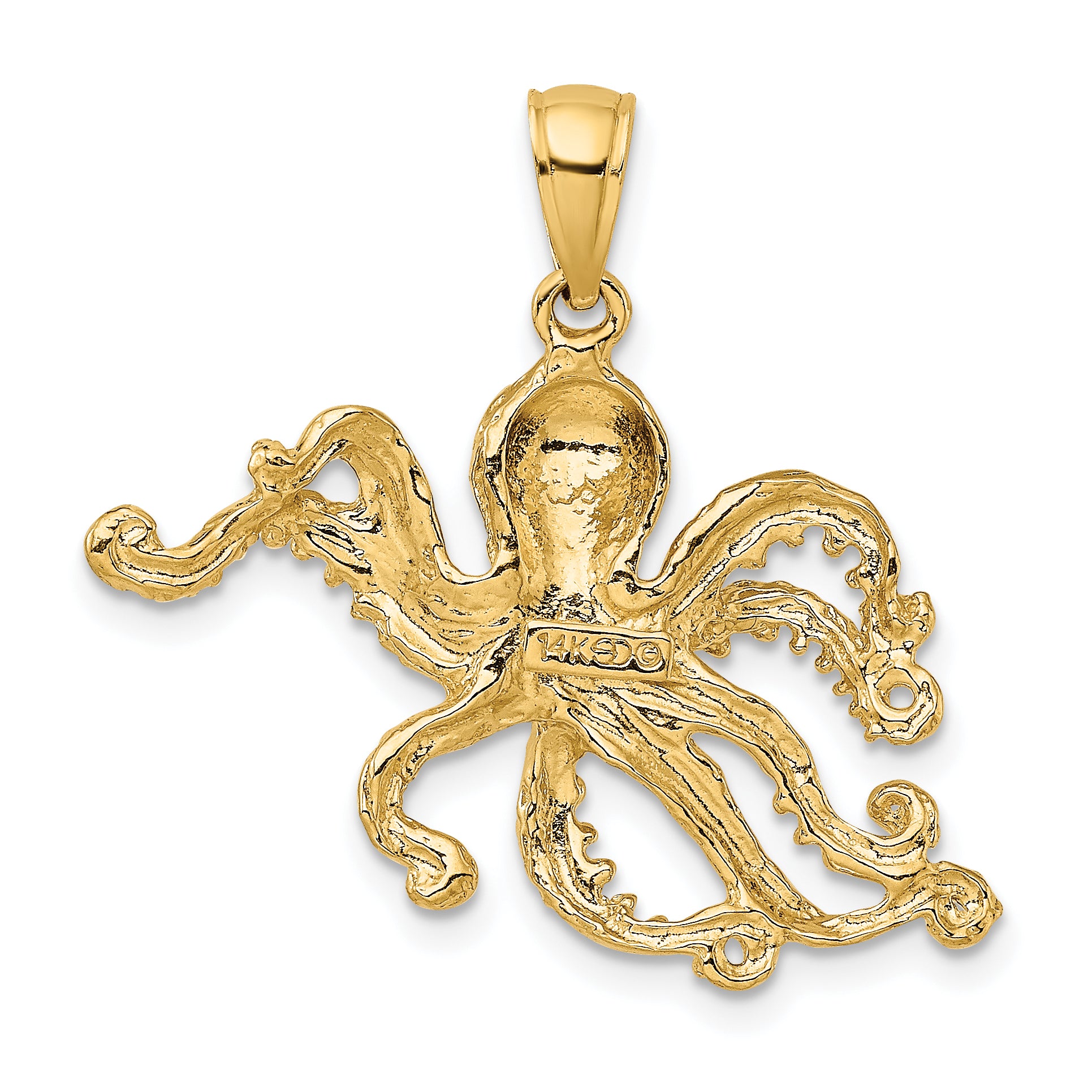 10K 2-D and Textured Octopus Charm