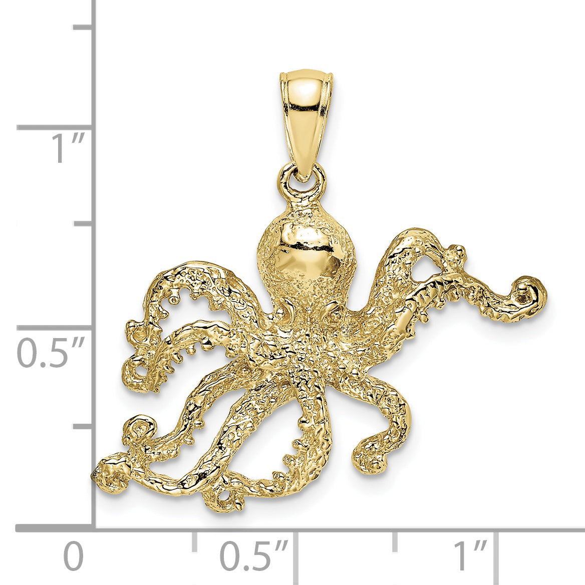 10K 2-D and Textured Octopus Charm