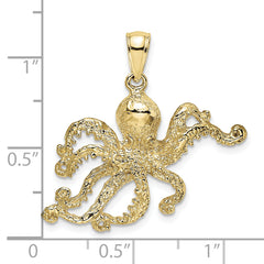 10K 2-D and Textured Octopus Charm