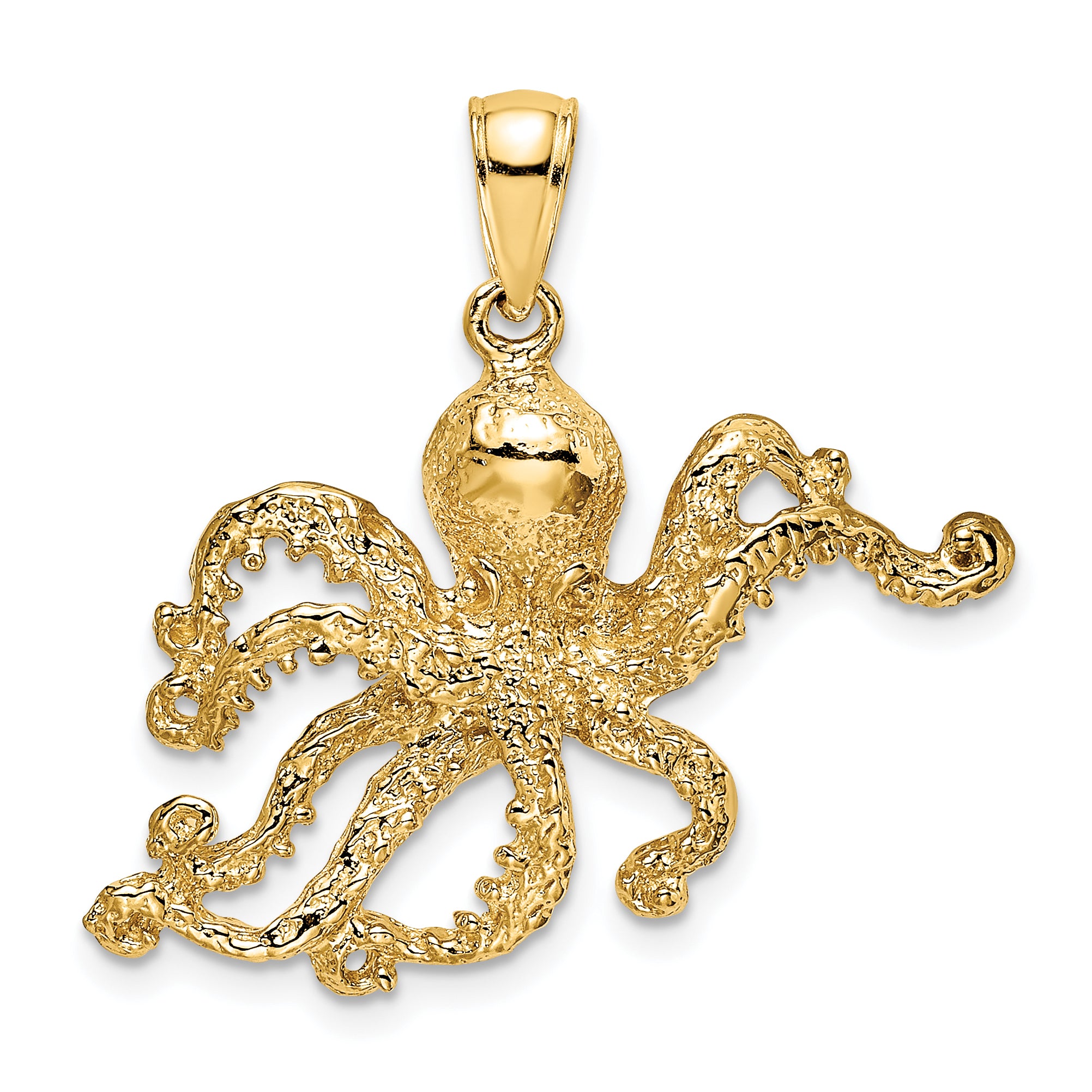 10K 2-D and Textured Octopus Charm