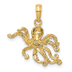 10K 2-D and Textured Octopus Charm