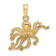 10K 2-D and Textured Octopus Charm