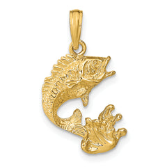 10k Polished Bass Fish Pendant