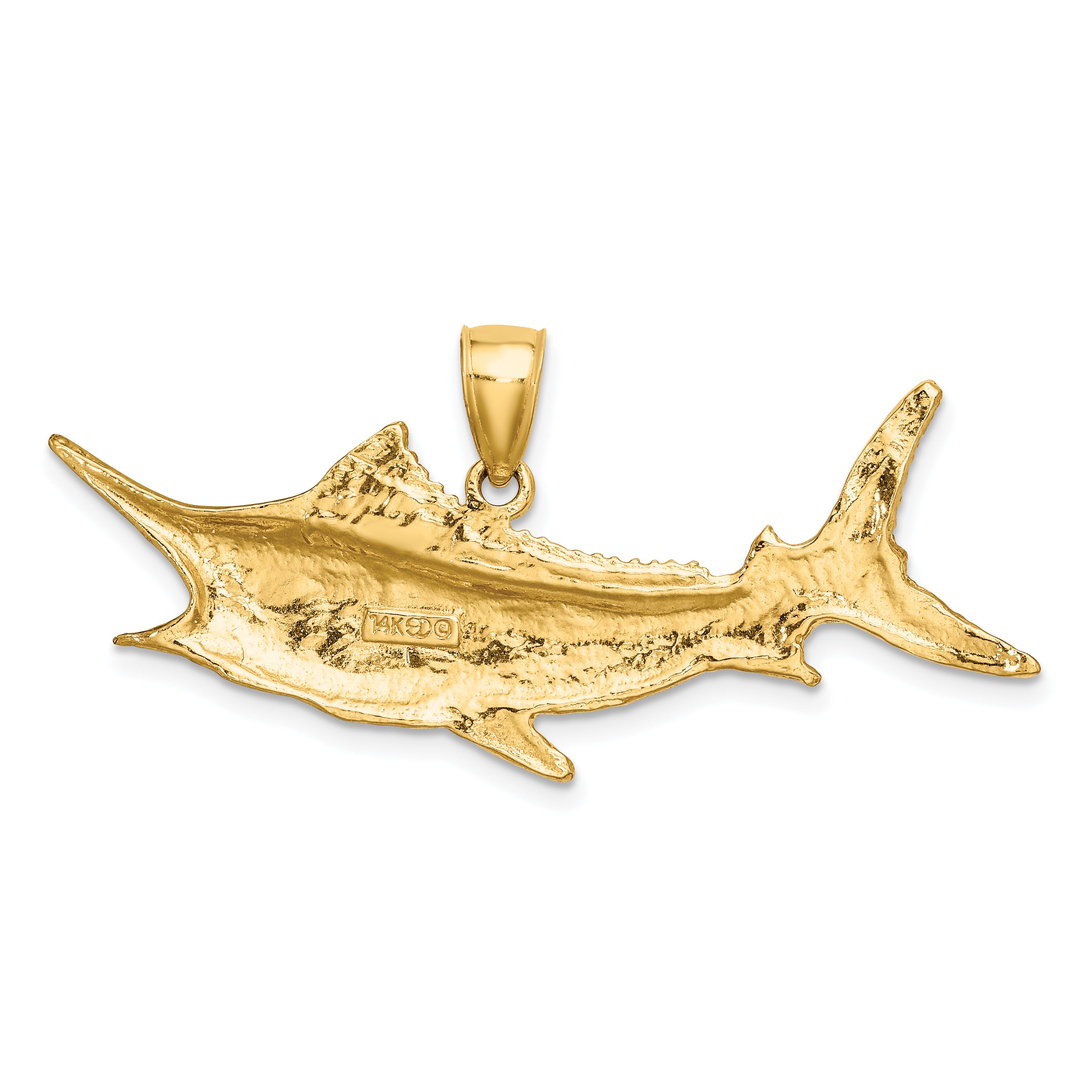 10K 2-D Textured Marlin Fish Charm