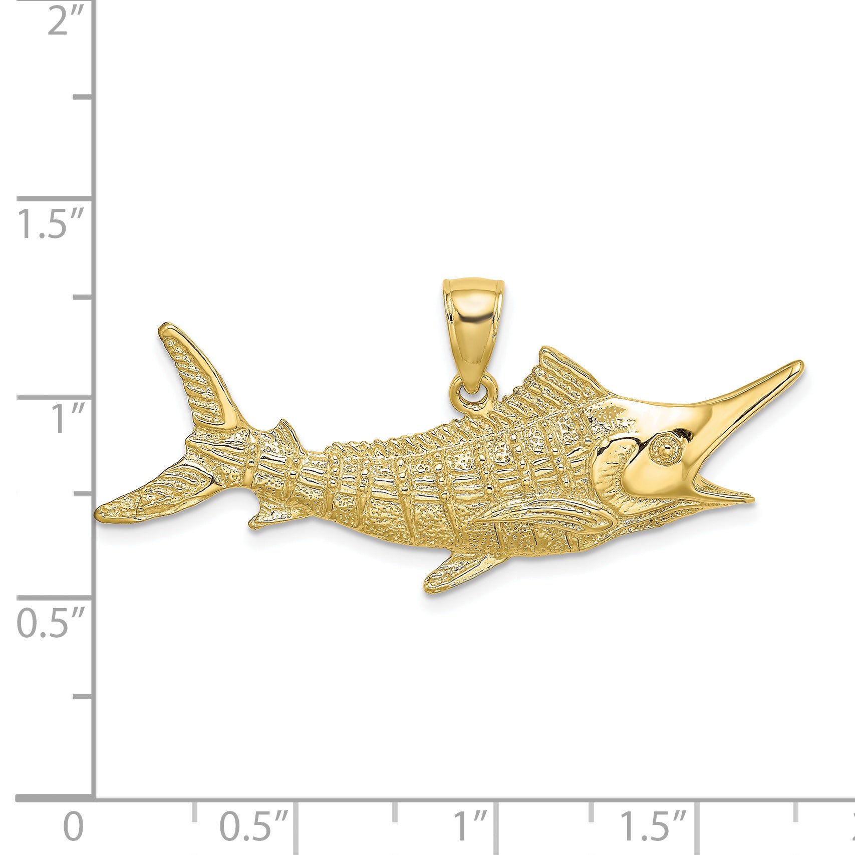 10K 2-D Textured Marlin Fish Charm