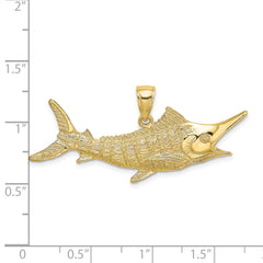 10K 2-D Textured Marlin Fish Charm