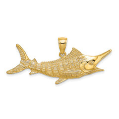 10K 2-D Textured Marlin Fish Charm