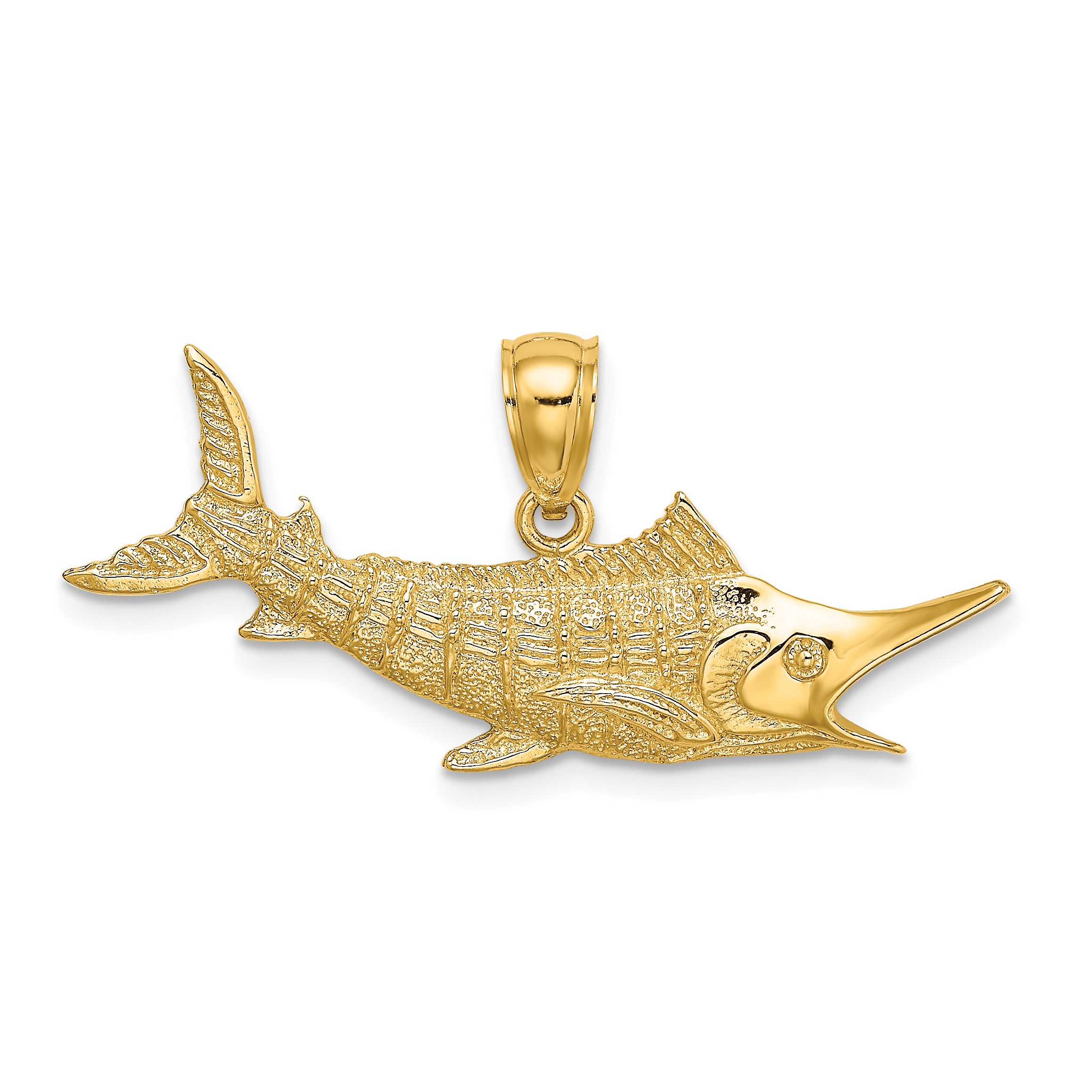 10K 2-D Textured Marlin Fish Charm