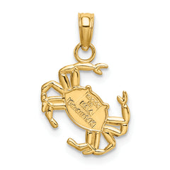 10K 2-D Polished Crab Charm