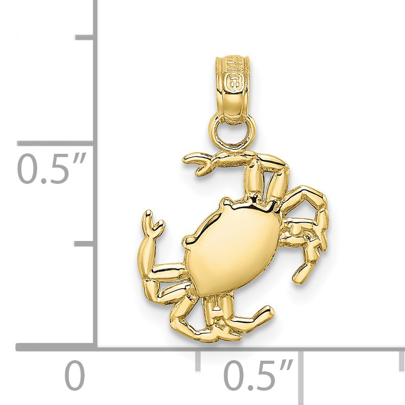 10K 2-D Polished Crab Charm