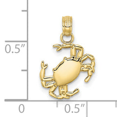 10K 2-D Polished Crab Charm