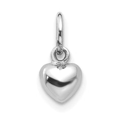 10k White Gold Solid Polished Plain Puffed Heart Charm