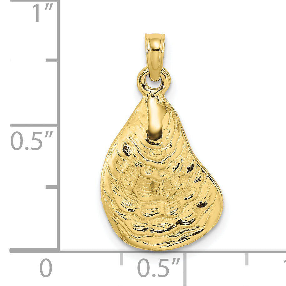 10K 2-D Textured / Polished Oyster Shell Charm