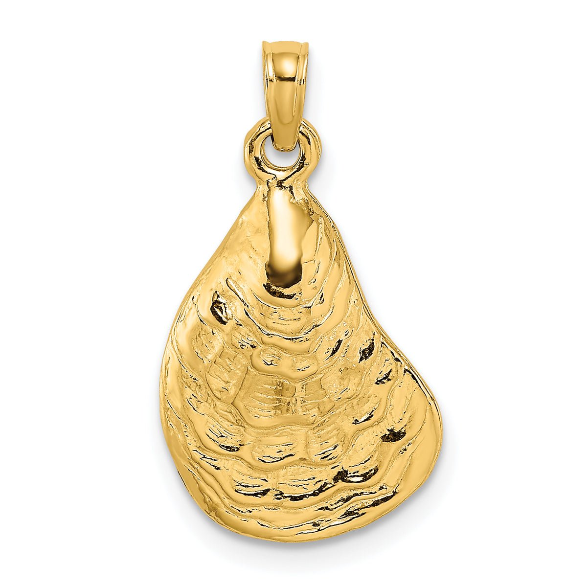 10K 2-D Textured / Polished Oyster Shell Charm