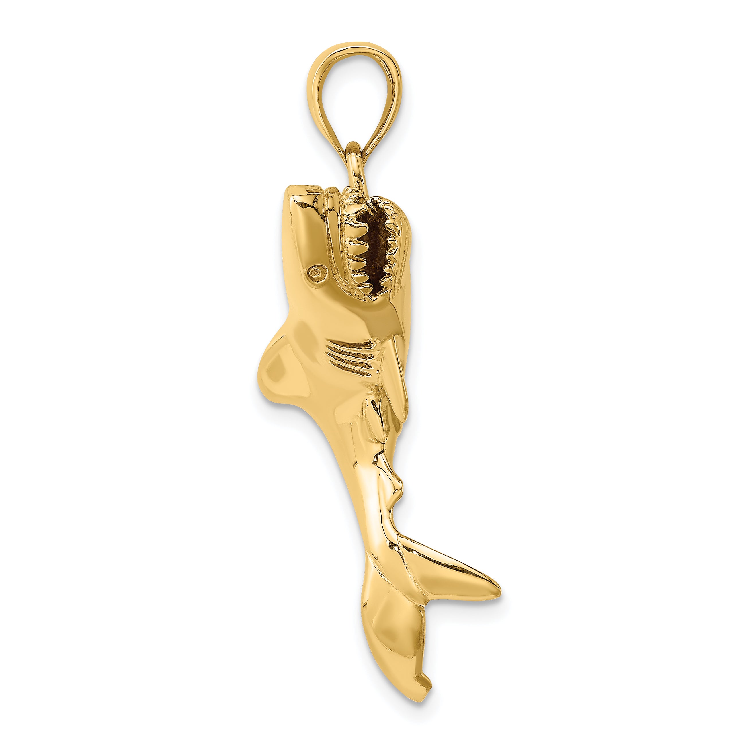 10K 3-D Polished Shark Charm