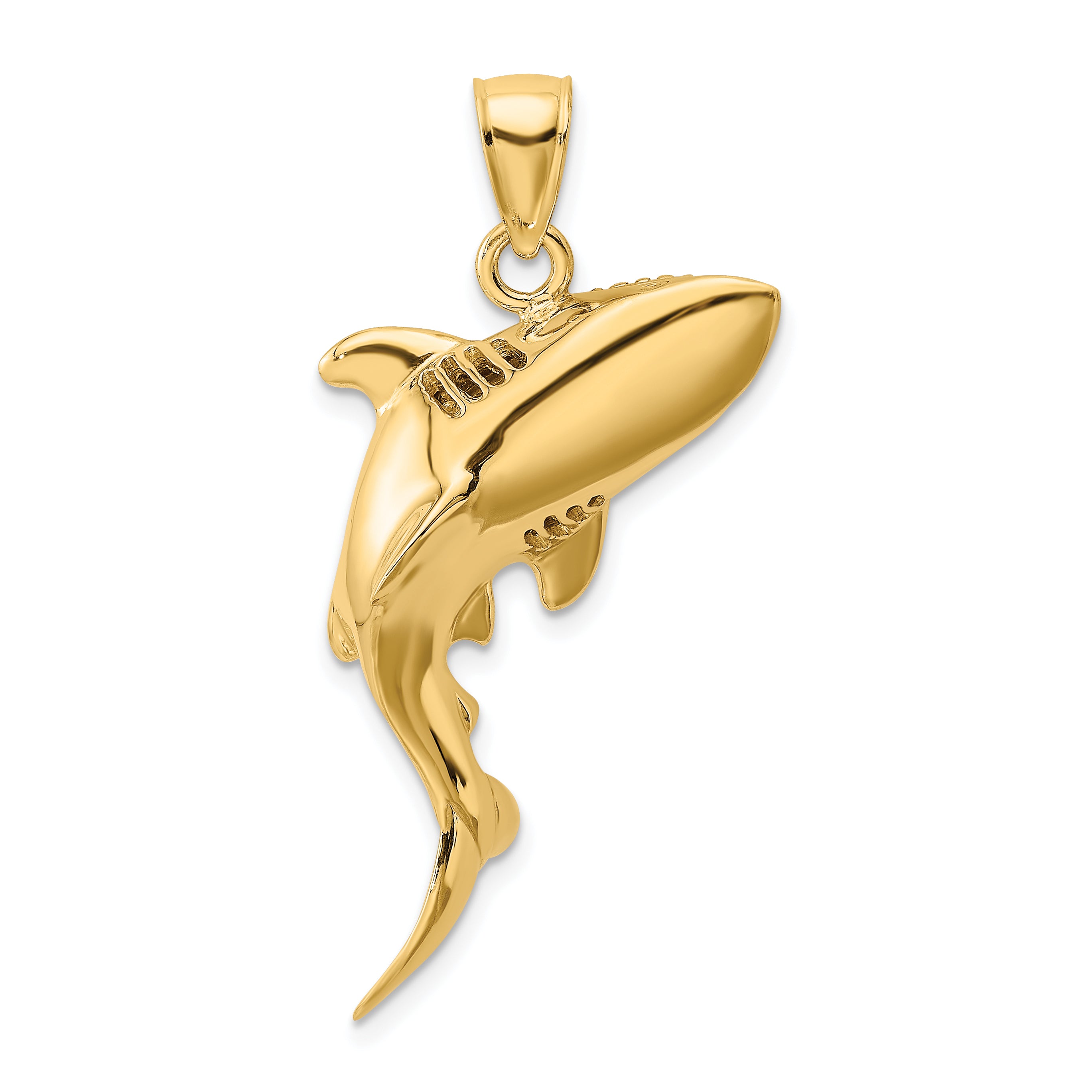 10K 3-D Polished Shark Charm