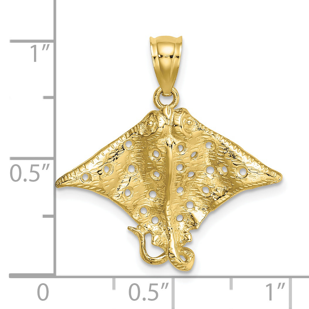 10K 2-D Spotted Eagle Ray w/ Holes Charm