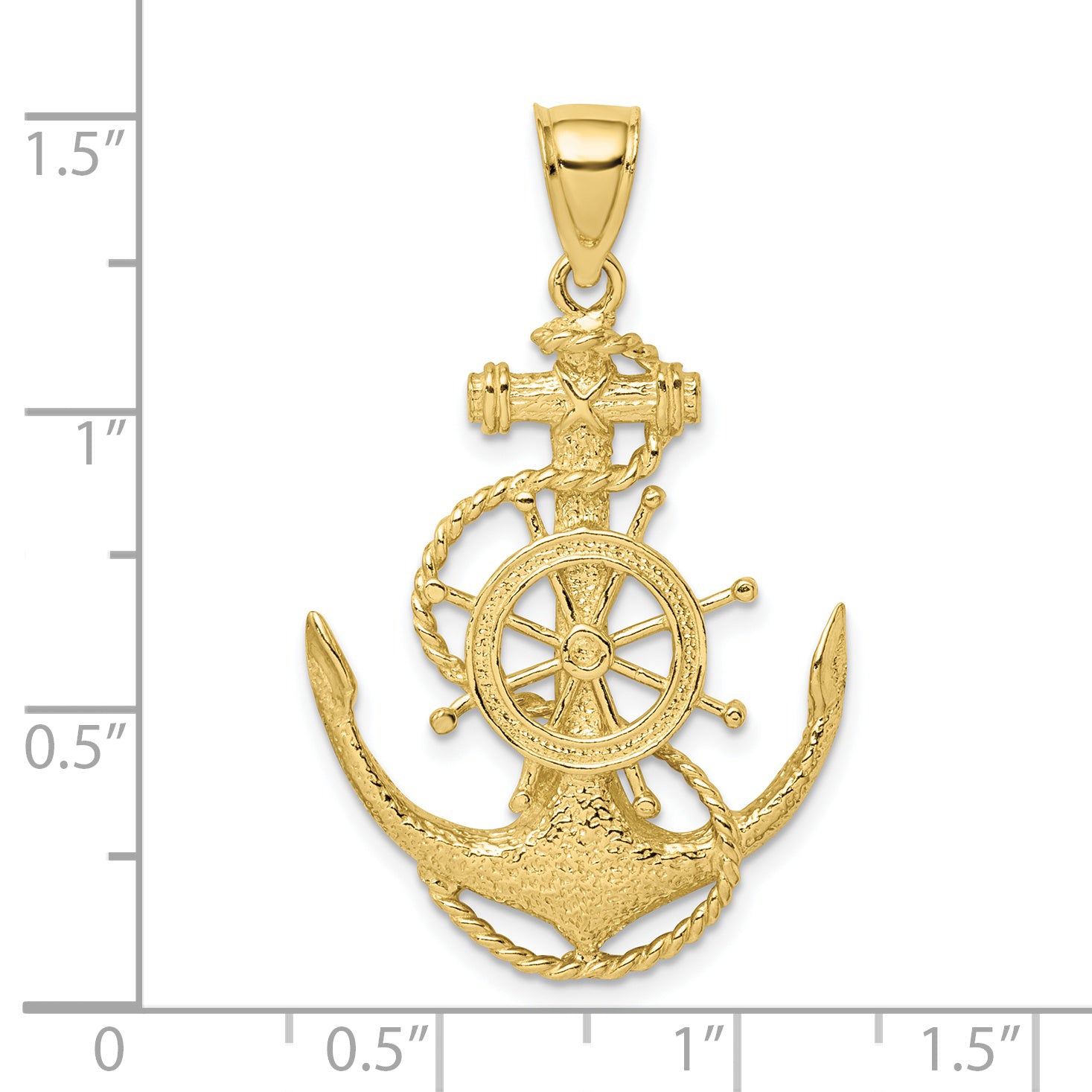 10K 2-D Anchor and Wheel Charm