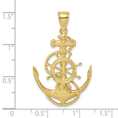 10K 2-D Anchor and Wheel Charm