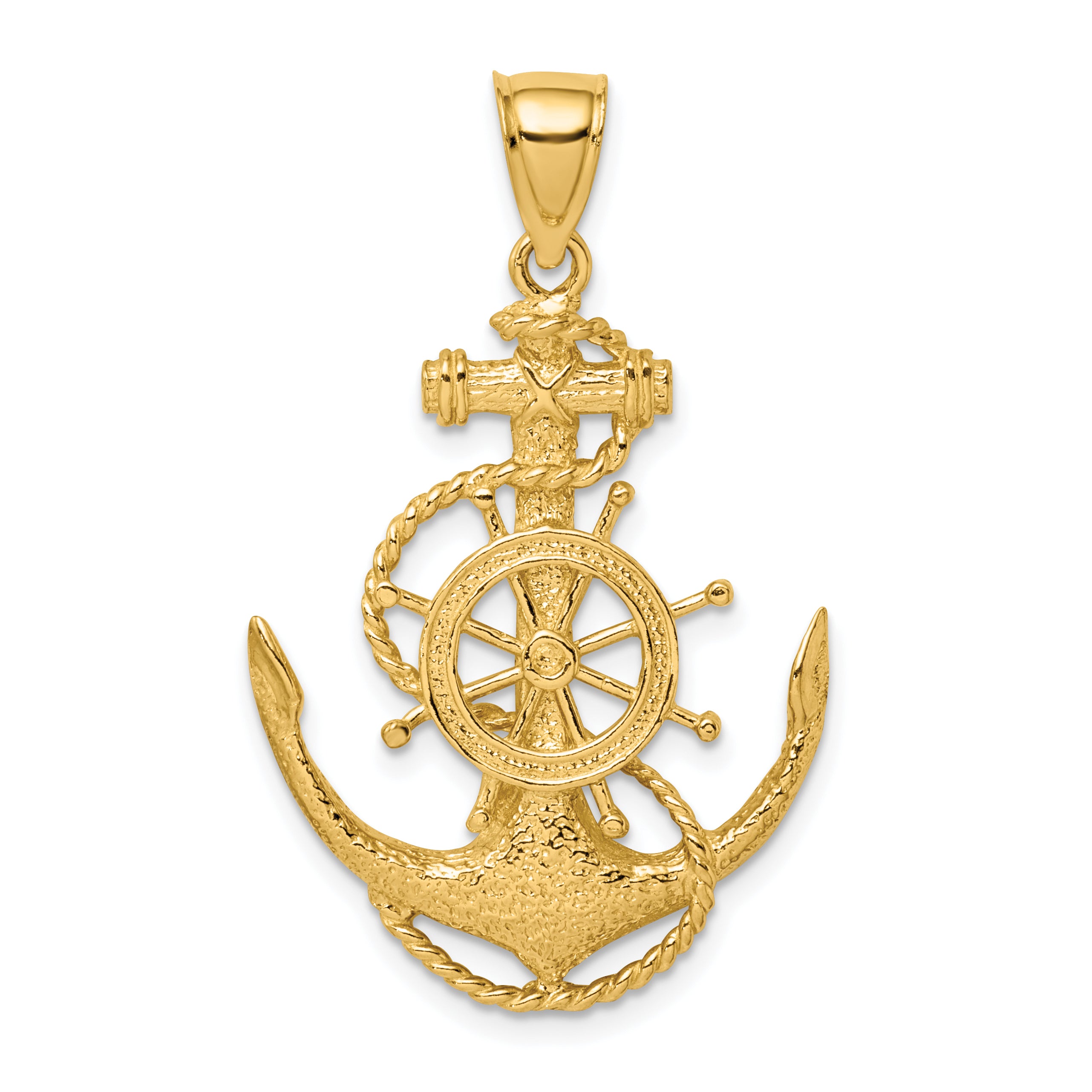 10K 2-D Anchor and Wheel Charm