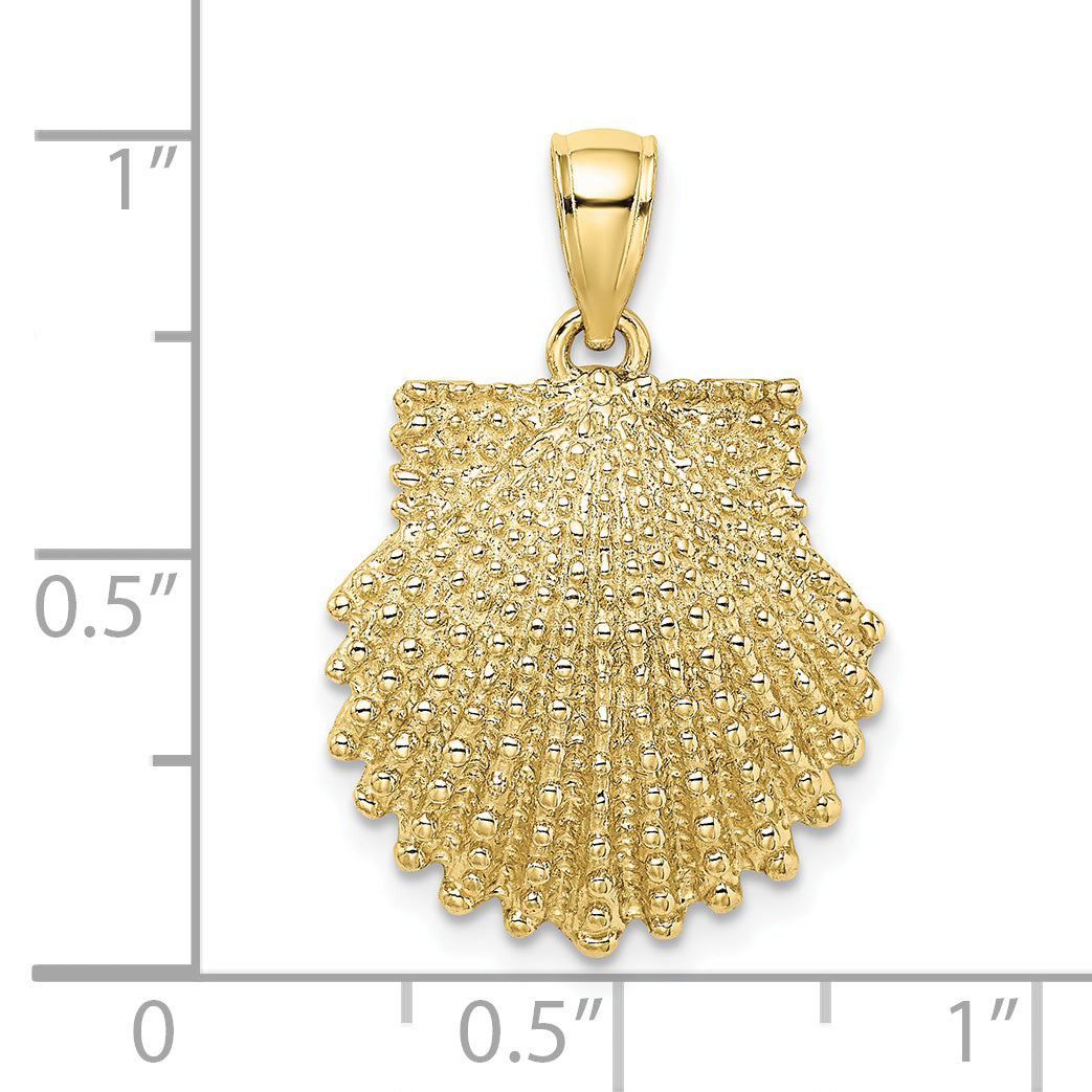 10K 2-D Beaded Scallop Shell Charm