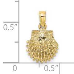 10K 2-D Beaded Scallop Shell Charm