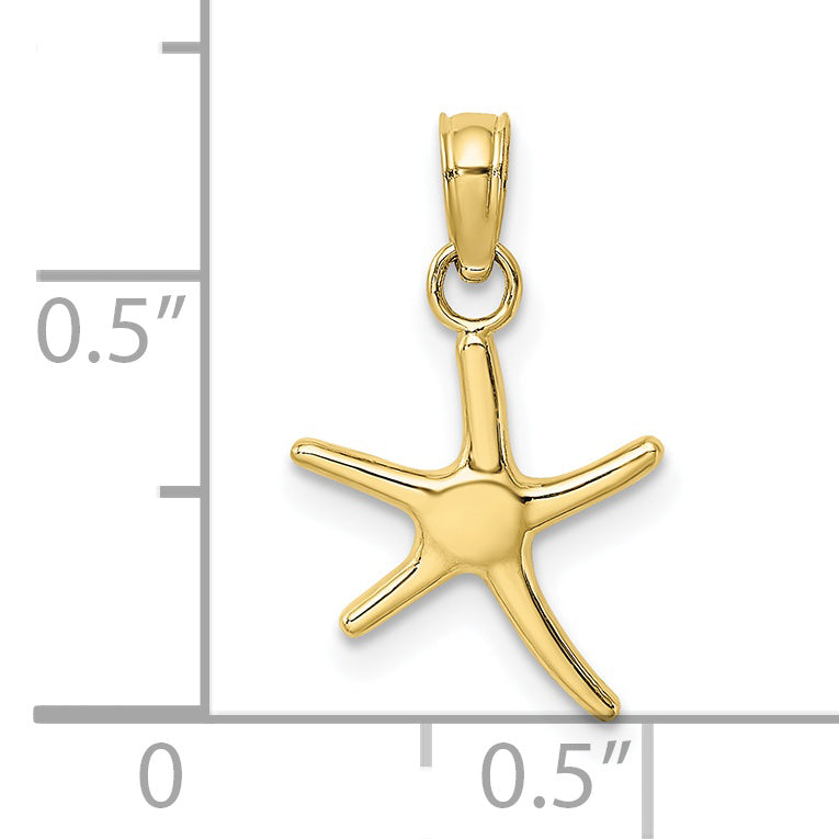 10k Polished Mini Dancing Starfish w/ Bail Charm