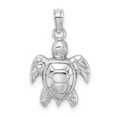 10K White Gold 2-D Textured Sea Turtle Charm