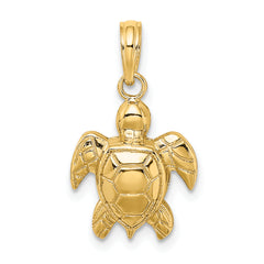 10K 2-D Textured Sea Turtle Charm