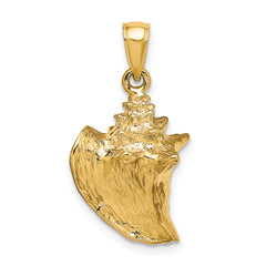 10K 3-D Conch Shell Charm