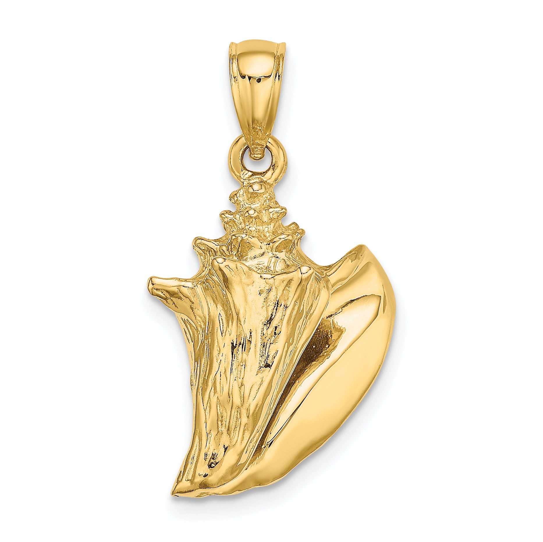 10K 3-D Conch Shell Charm