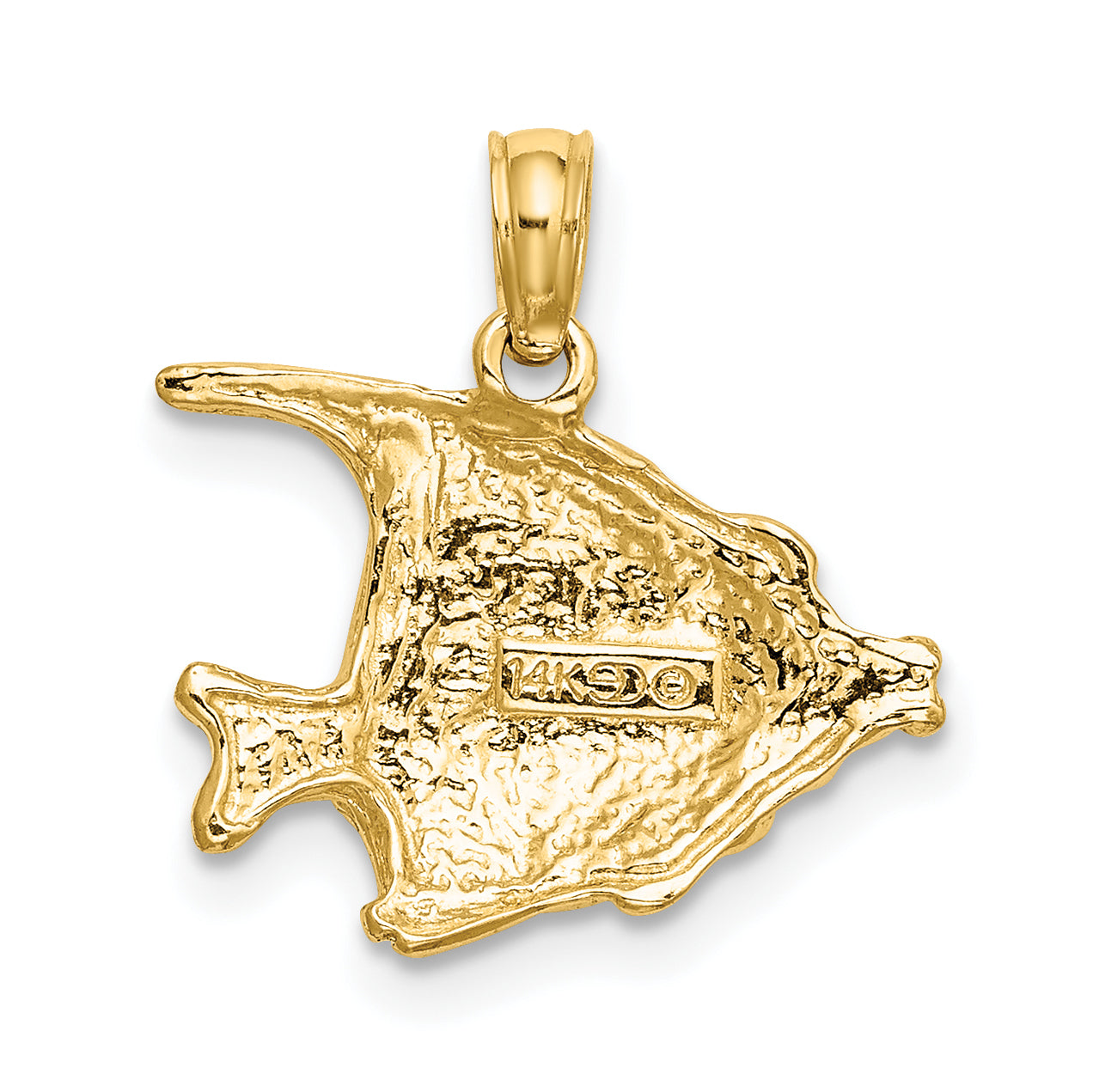 10K Polished Engraved FISH Charm