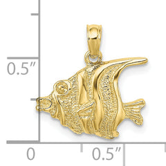 10K Polished Engraved FISH Charm