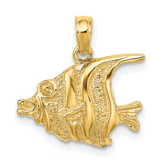 10K Polished Engraved FISH Charm