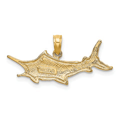 10K Textured 2-D Marlin Fish Charm