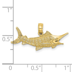 10K Textured 2-D Marlin Fish Charm