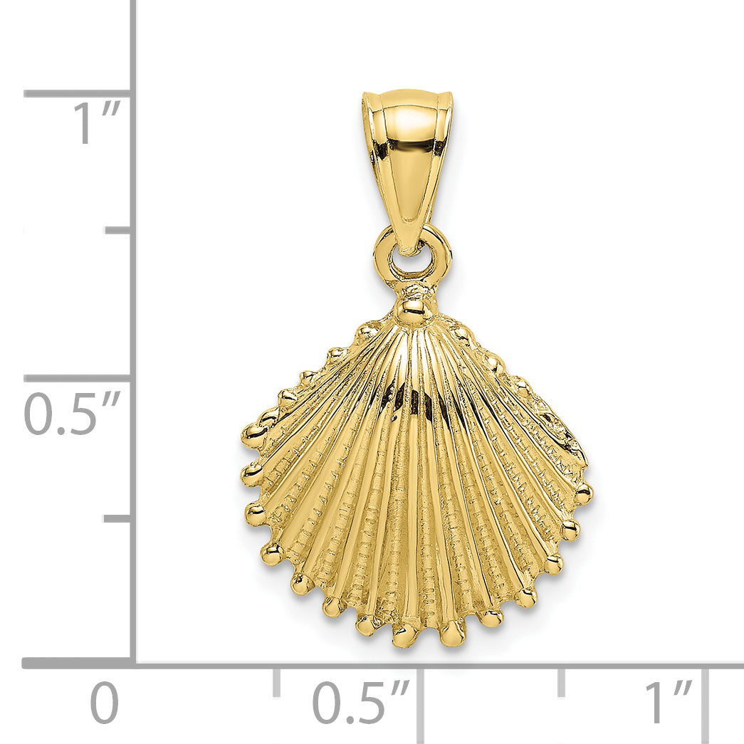 10K Textured Scallop Shell Charm