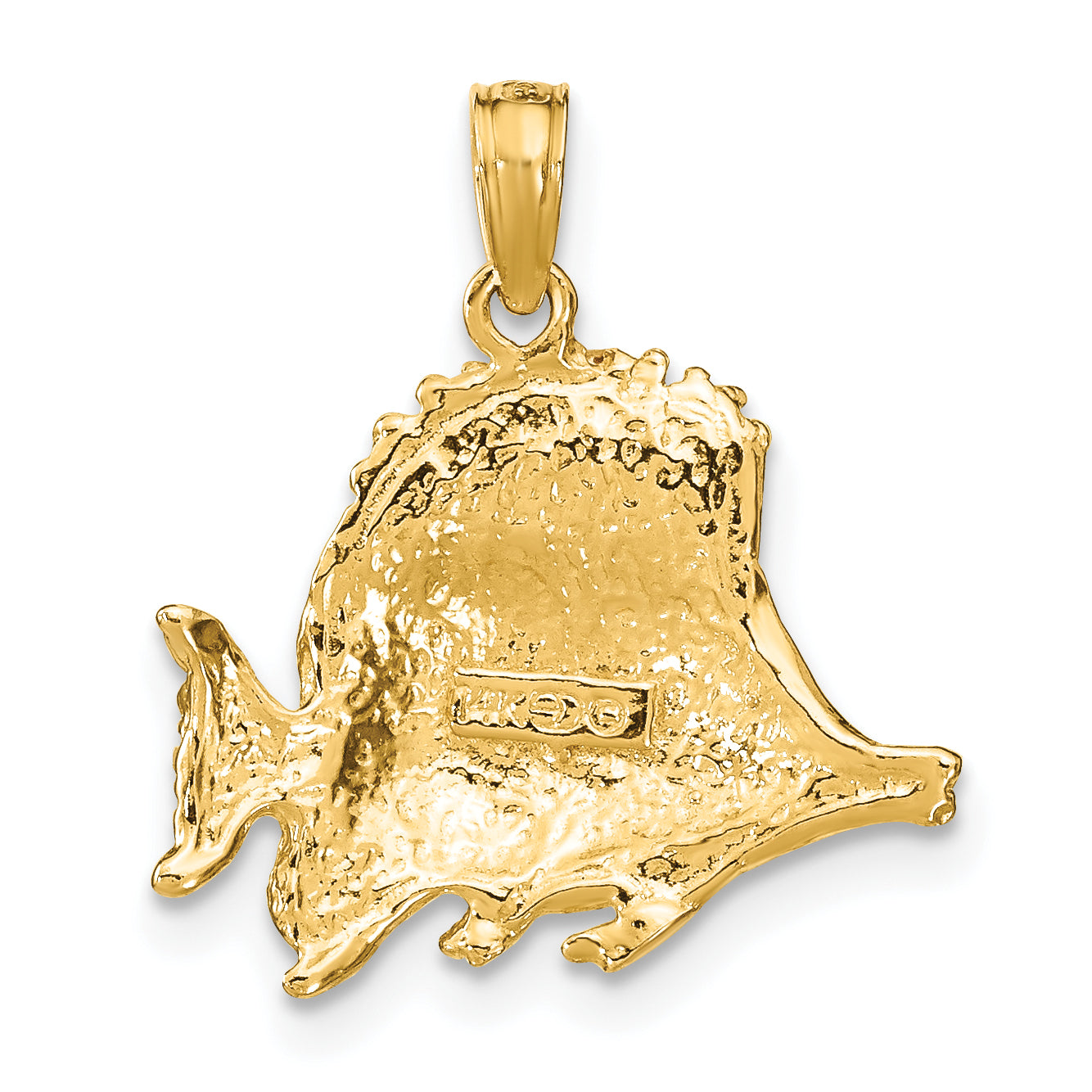 10K Polished Engraved Fish Charm