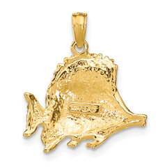 10K Polished Engraved Fish Charm