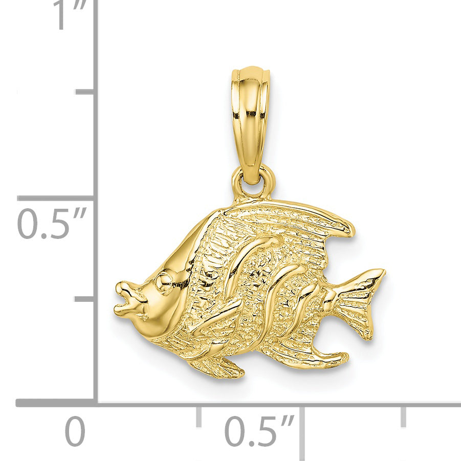 10K Polished Textured Fish Charm