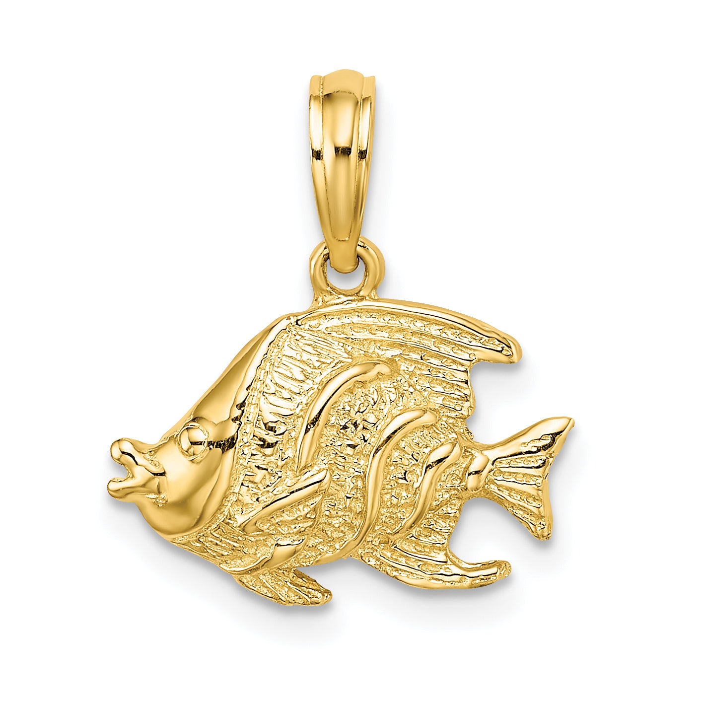 10K Polished Textured Fish Charm