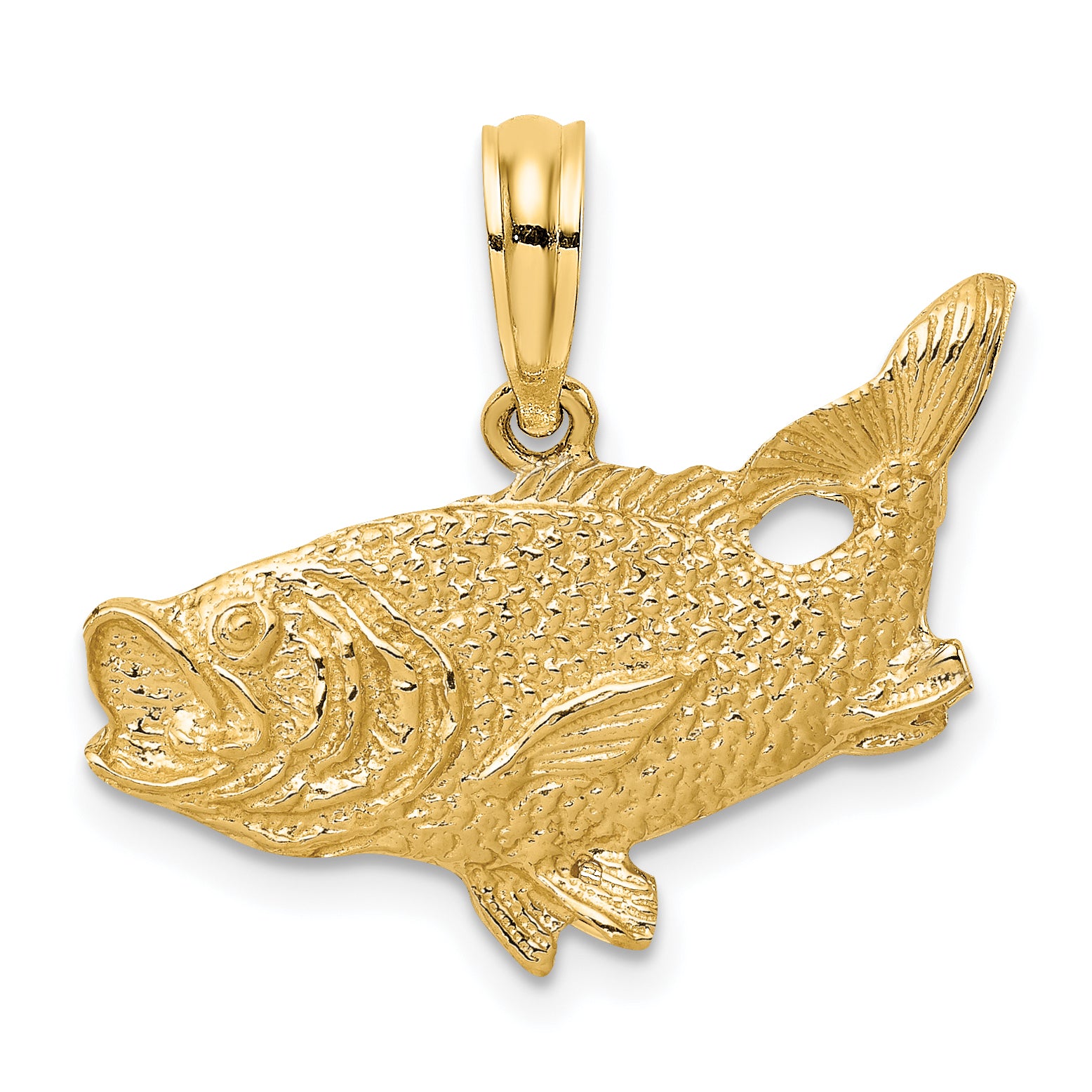 10K 2-D Bass Fish w/ Tail Up Charm