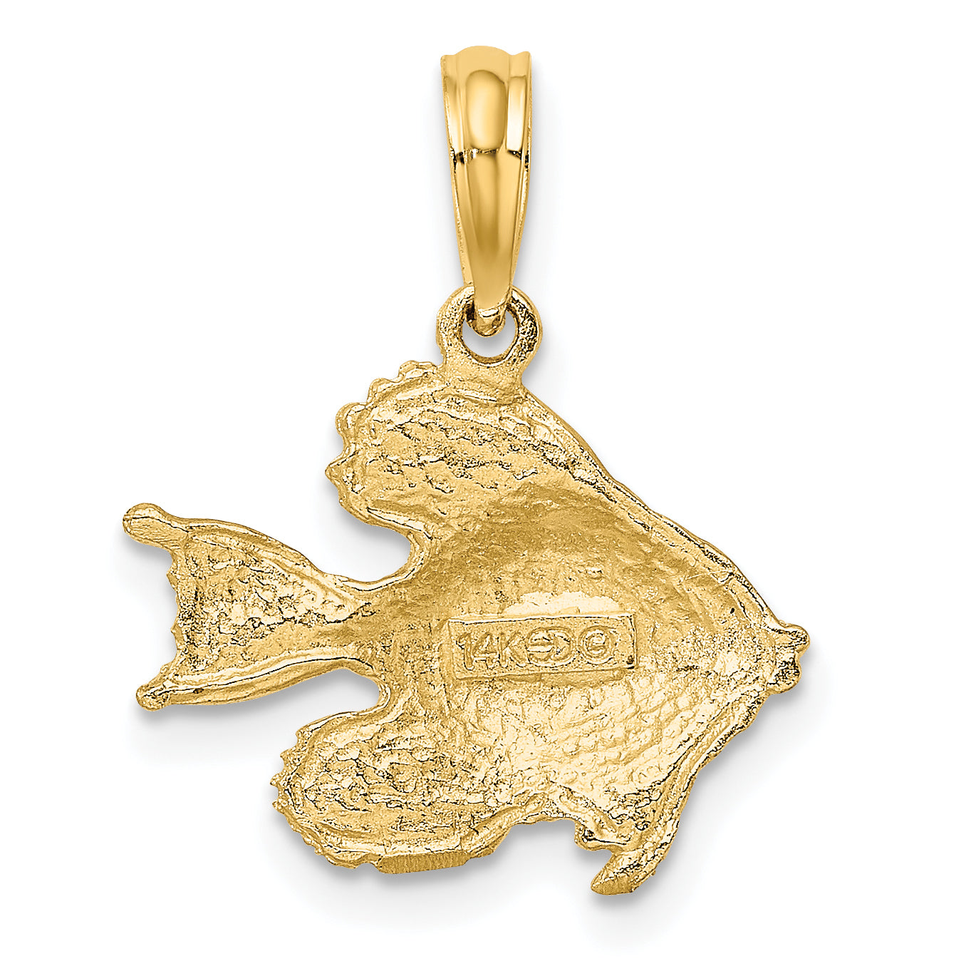 10K Polished  Engraved Fish Charm