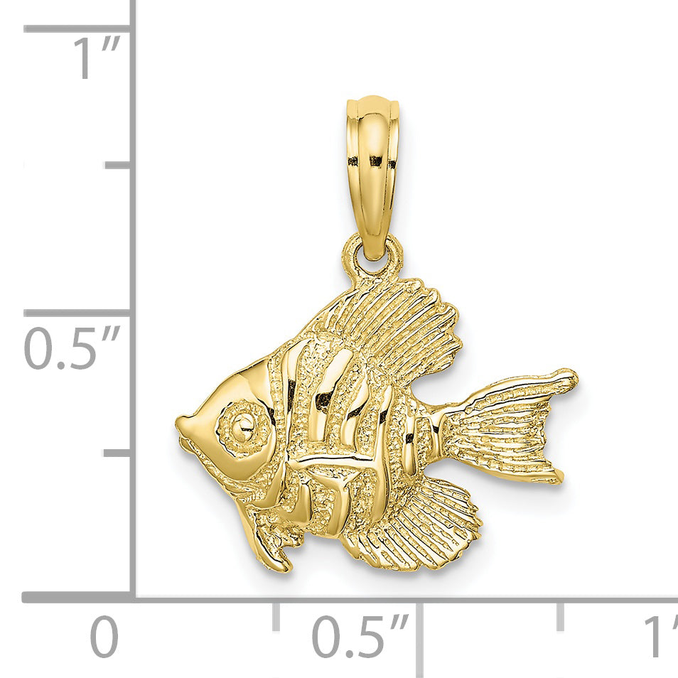 10K Polished  Engraved Fish Charm