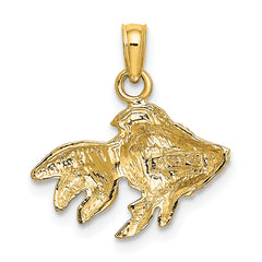 10K 2-D  Textured Gold Fish Charm