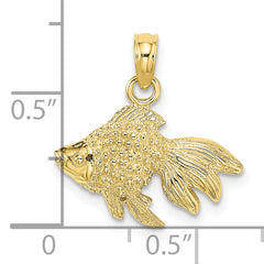 10K 2-D  Textured Gold Fish Charm