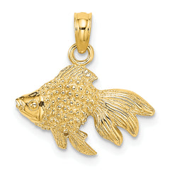 10K 2-D  Textured Gold Fish Charm