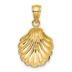 10K Polished 2-D Scallop Shell Charm